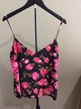 Floral L’Agence Rose Print Black Cami Top - Women's